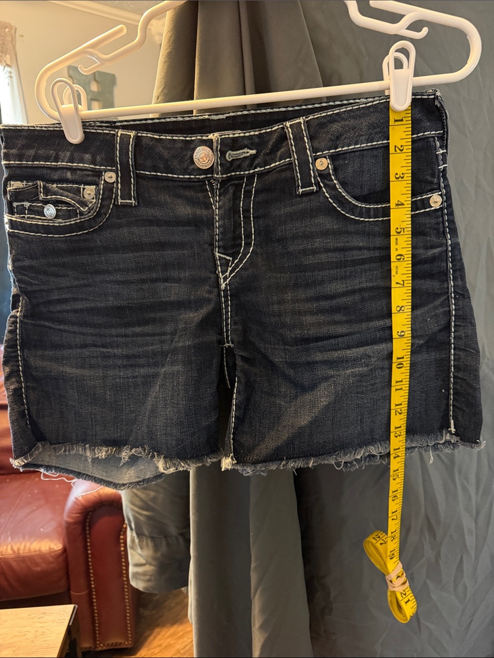 True Religion Dark Blue Distressed Denim Cutoff Shorts women’s or girls